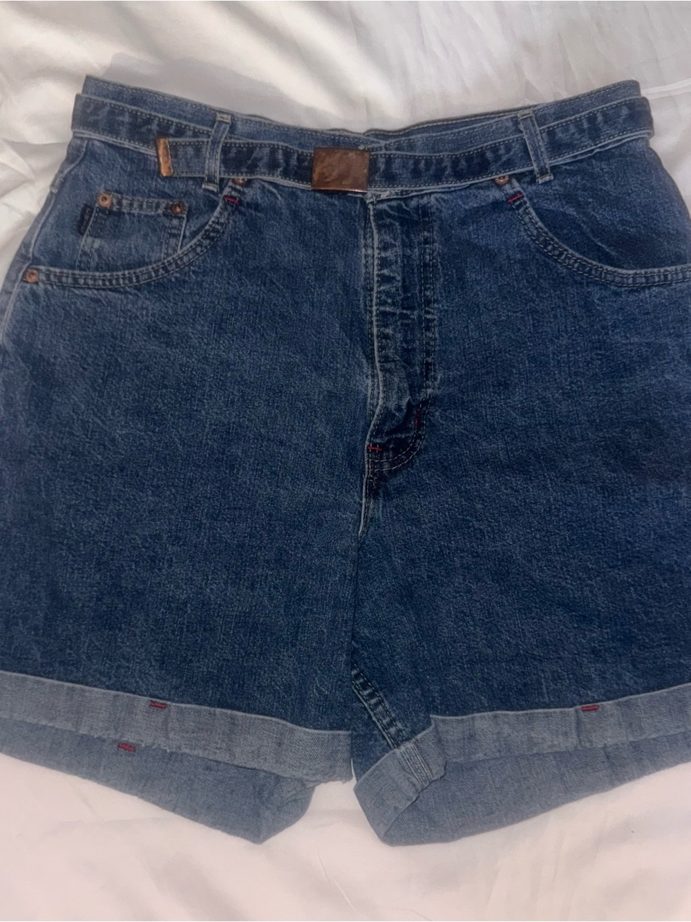 Vintage Classic High-Waist Dark Blue Denim Women’s Shorts